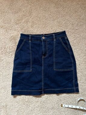 Dark Blue Denim Pocket Skirt